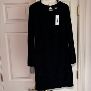 DKNY Sparkling Black Dress size 10 NWT black beads